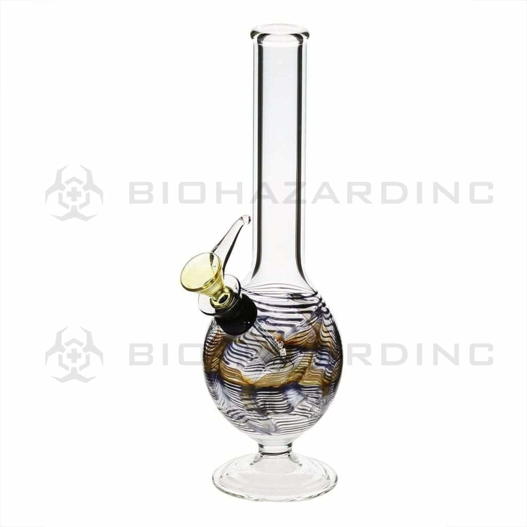 Wrap & Rake | Oval Chamber Martini Water Pipe | 8" - Slide - Various Colors Glass Bong Biohazard Inc Black  