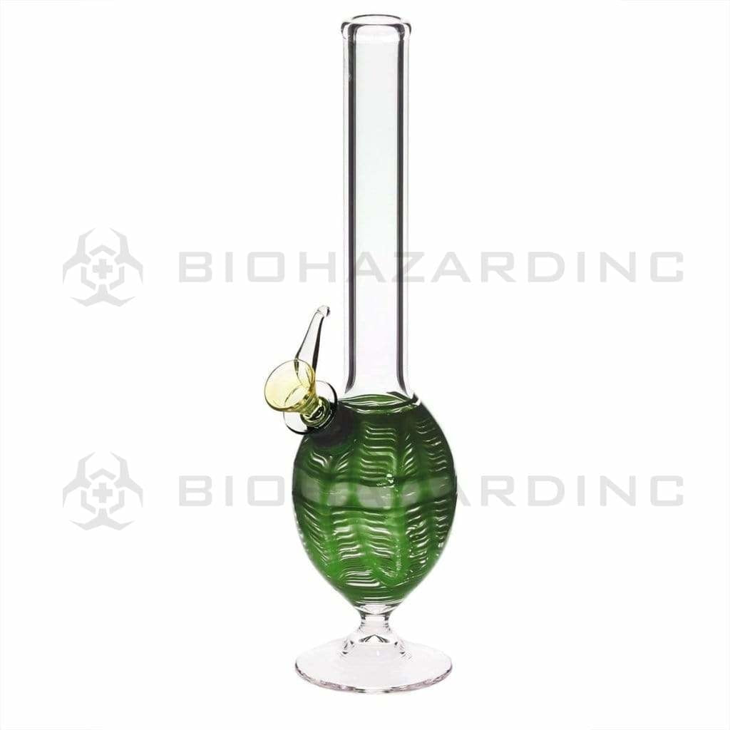 Wrap & Rake | Oval Chamber Martini Water Pipe | 8" - Slide - Various Colors Glass Bong Biohazard Inc Green  