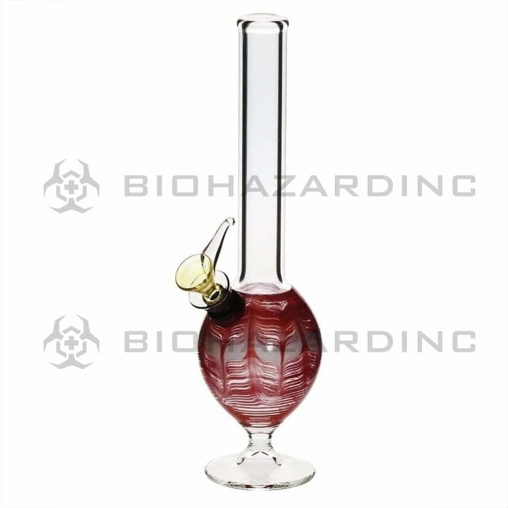 Wrap & Rake | Oval Chamber Martini Water Pipe | 8" - Slide - Various Colors Glass Bong Biohazard Inc Red  