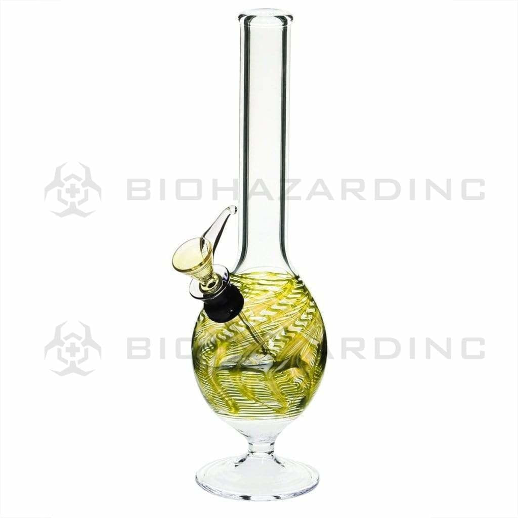Wrap & Rake | Oval Chamber Martini Water Pipe | 8" - Slide - Various Colors Glass Bong Biohazard Inc Yellow  