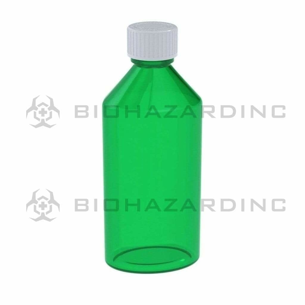 Child Resistant | Oval Bottles w/ Caps | Various Colors - 8oz - 80 Count Oval Bottles Biohazard Inc Green  