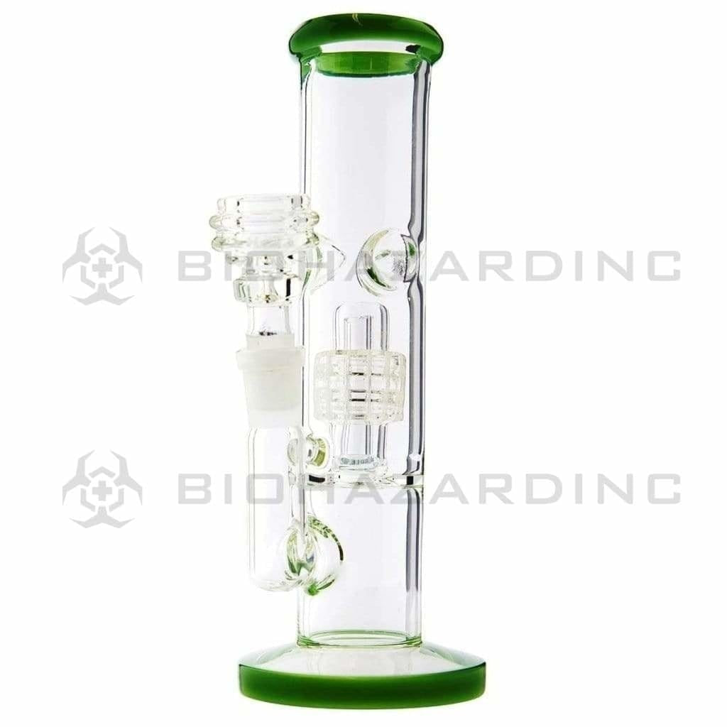 Dab Rig | Stemless Straight Water Pipe w/ Grid Dome Percolator | 8" - 14mm - Various Colors Bong Biohazard Inc Green  