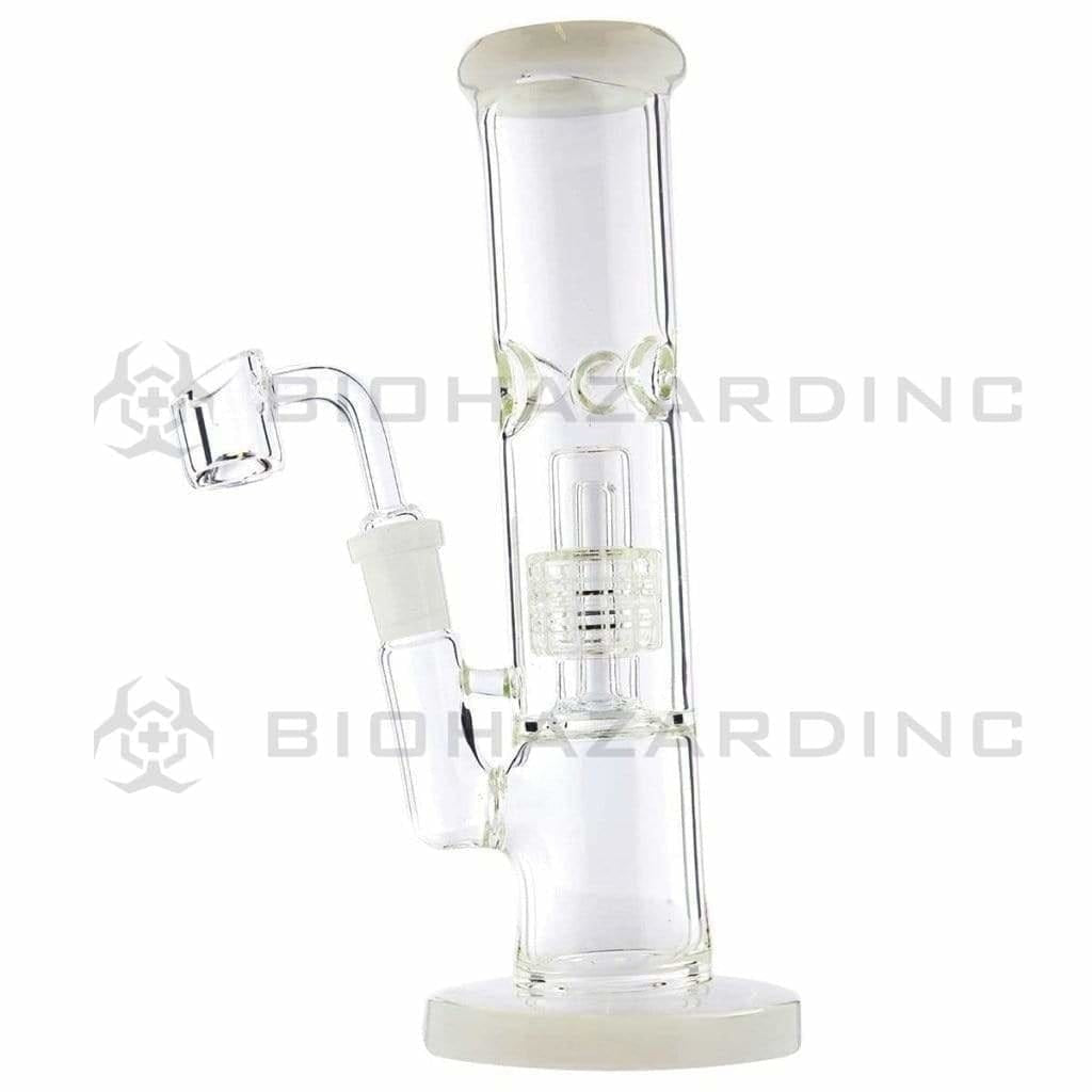 Dab Rig | Stemless Straight Water Pipe w/ Grid Dome Percolator | 8" - 14mm - Various Colors Bong Biohazard Inc White  