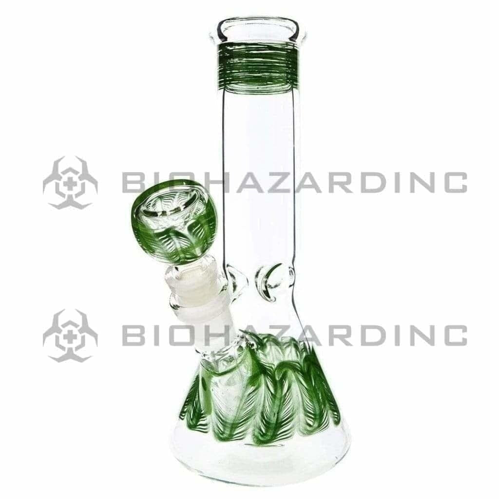 Wrap & Rake | Beaker Bong with Ice Pinch | 8" - 14mm - Various Colors Glass Bong Biohazard Inc Green  