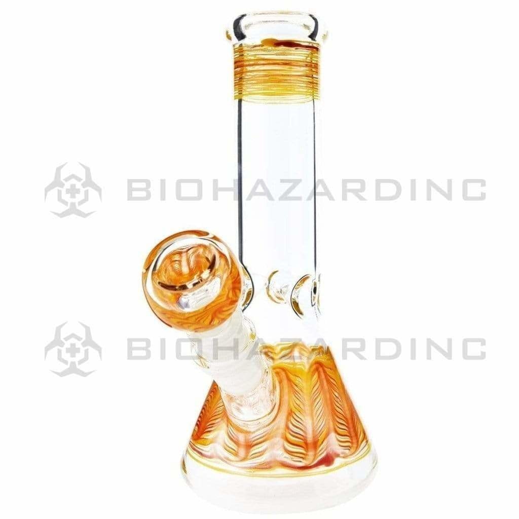 Wrap & Rake | Beaker Bong with Ice Pinch | 8" - 14mm - Various Colors Glass Bong Biohazard Inc Yellow  