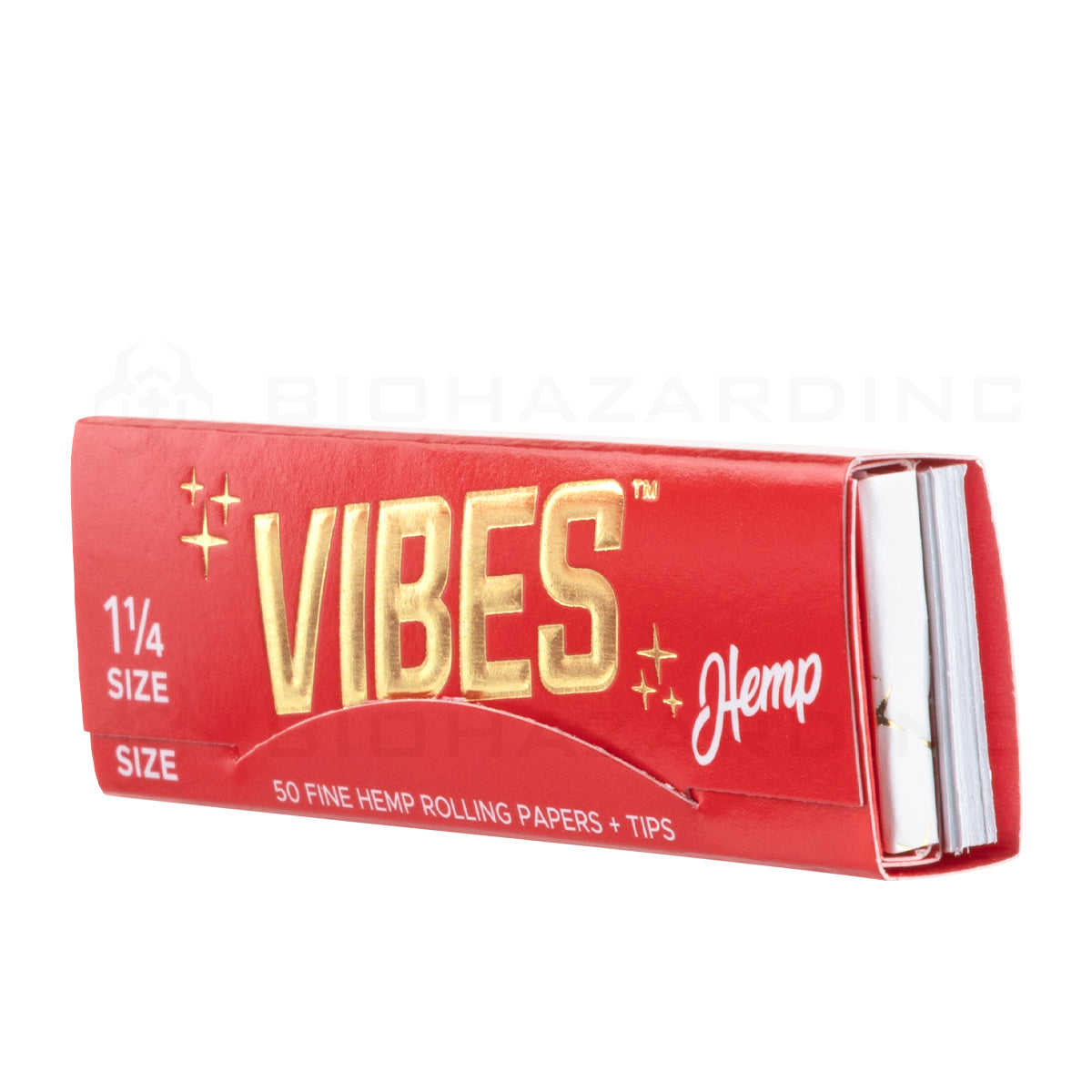 VIBES™ | 'Retail Display' Hemp Rolling Papers Classic 1¼ Size + Tips | 78mm - Classic White - 24 Count Rolling Papers Vibes   