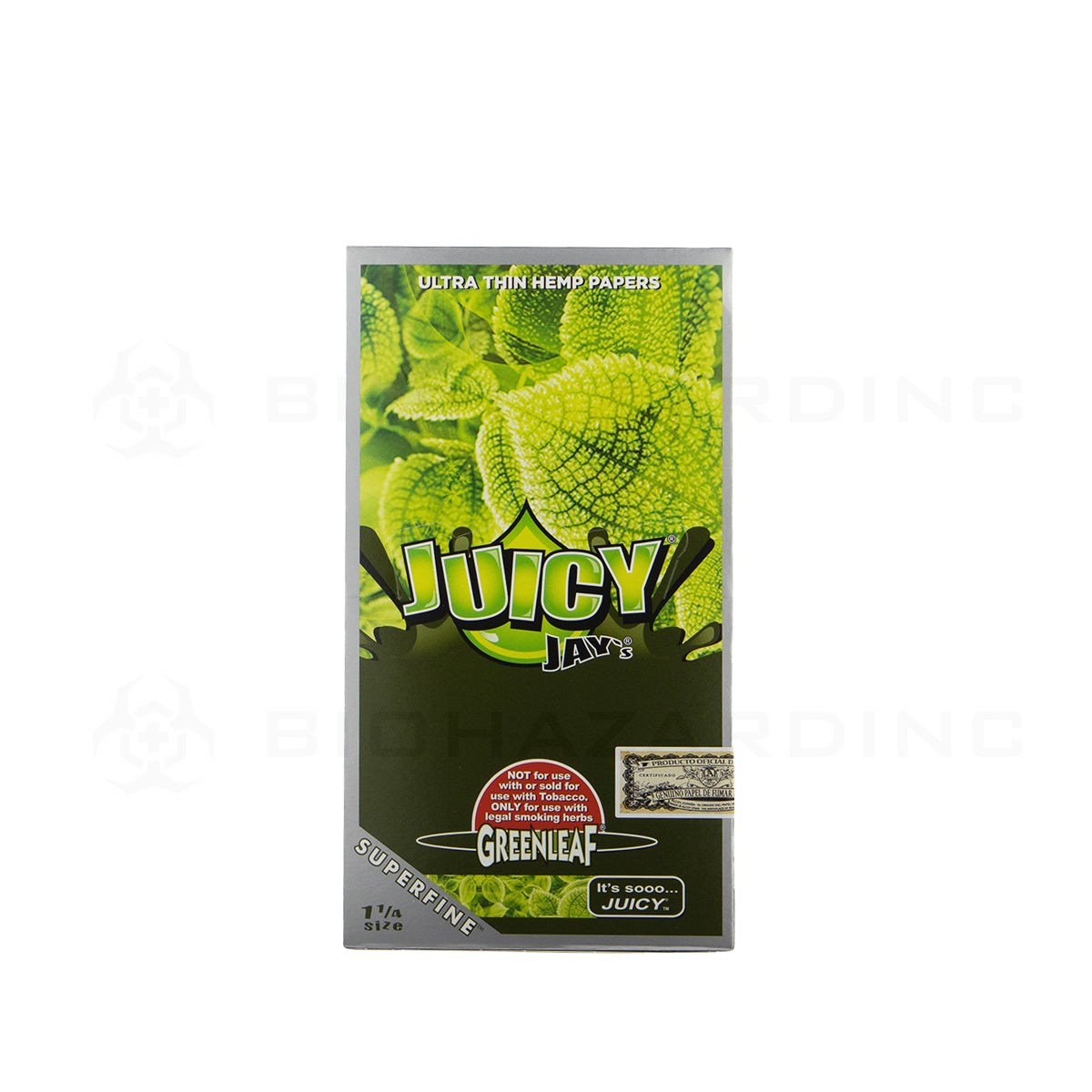 Juicy Jay's® | Wholesale Superfine™ Ultra Thin Hemp Papers Classic 1¼ Size | 78mm - 24 Count - Various Flavors Rolling Papers Juicy Jay's Greenleaf  