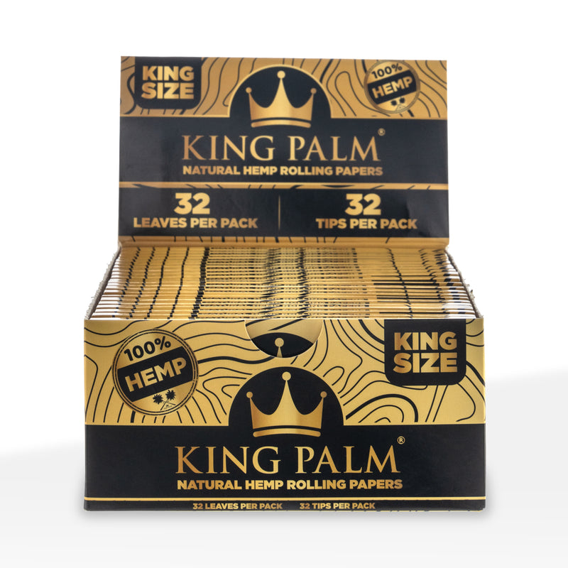 King Palm™ | Hemp King Size Joint Rolling Papers + Tips | 32 Pack - 22 Count - Various Flavors Rolling Papers + Tips King Palm   