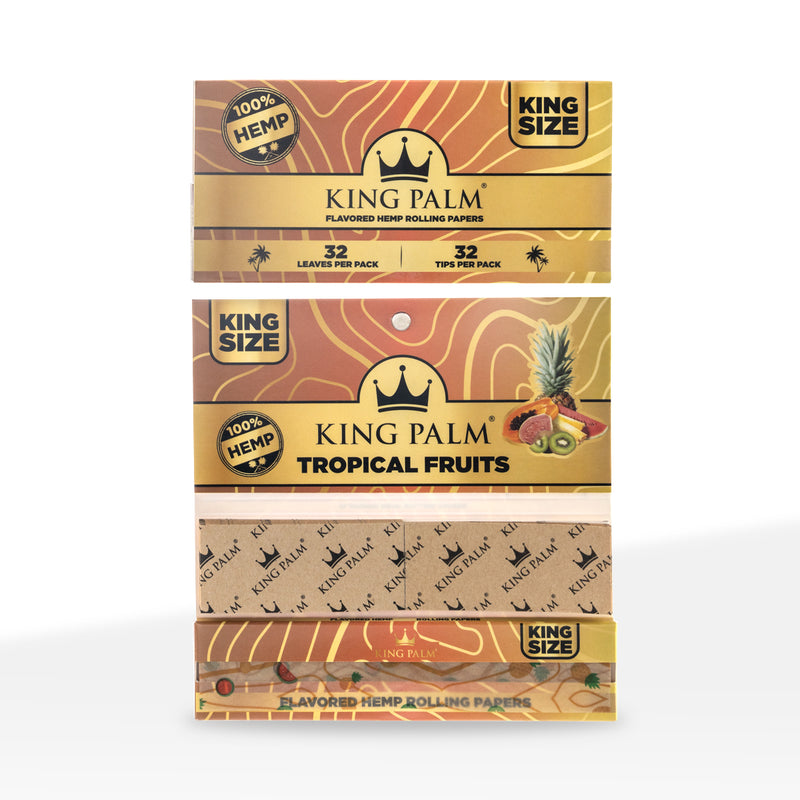 King Palm™ | Hemp King Size Joint Rolling Papers + Tips | 32 Pack - 22 Count - Various Flavors Rolling Papers + Tips King Palm   