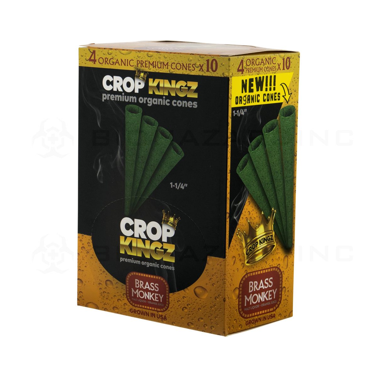 Crop Kingz | Organic Premium Pre-Rolled Cones 1¼ Size | 78mm - 10 Count - Various Flavors Pre-Rolled Cones Crop Kingz Brass Monkey  