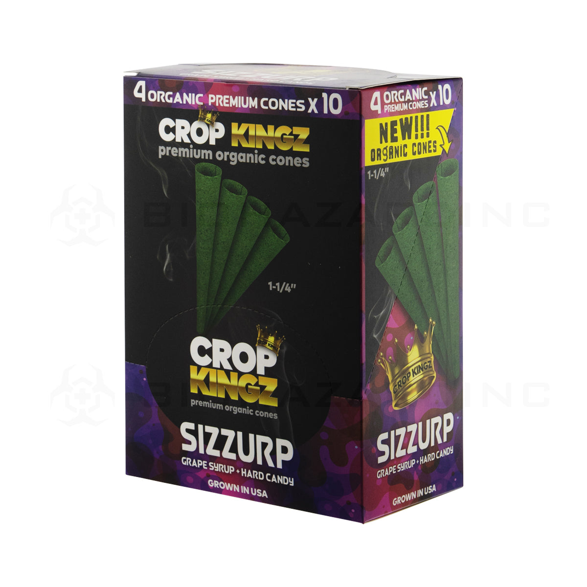 Crop Kingz | Organic Premium Pre-Rolled Cones 1¼ Size | 78mm - 10 Count - Various Flavors Pre-Rolled Cones Crop Kingz Sizzurp  