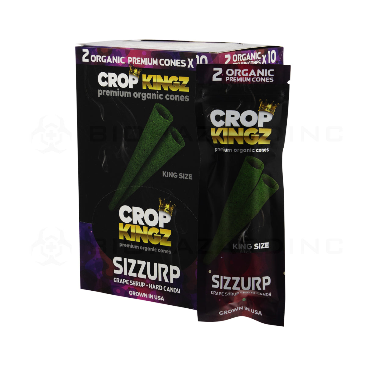 Crop Kingz | Organic Premium Pre-Rolled Cones King Size | 110mm - 10 Count - Various Flavors Pre-Rolled Cones Crop Kingz Sizzurp  