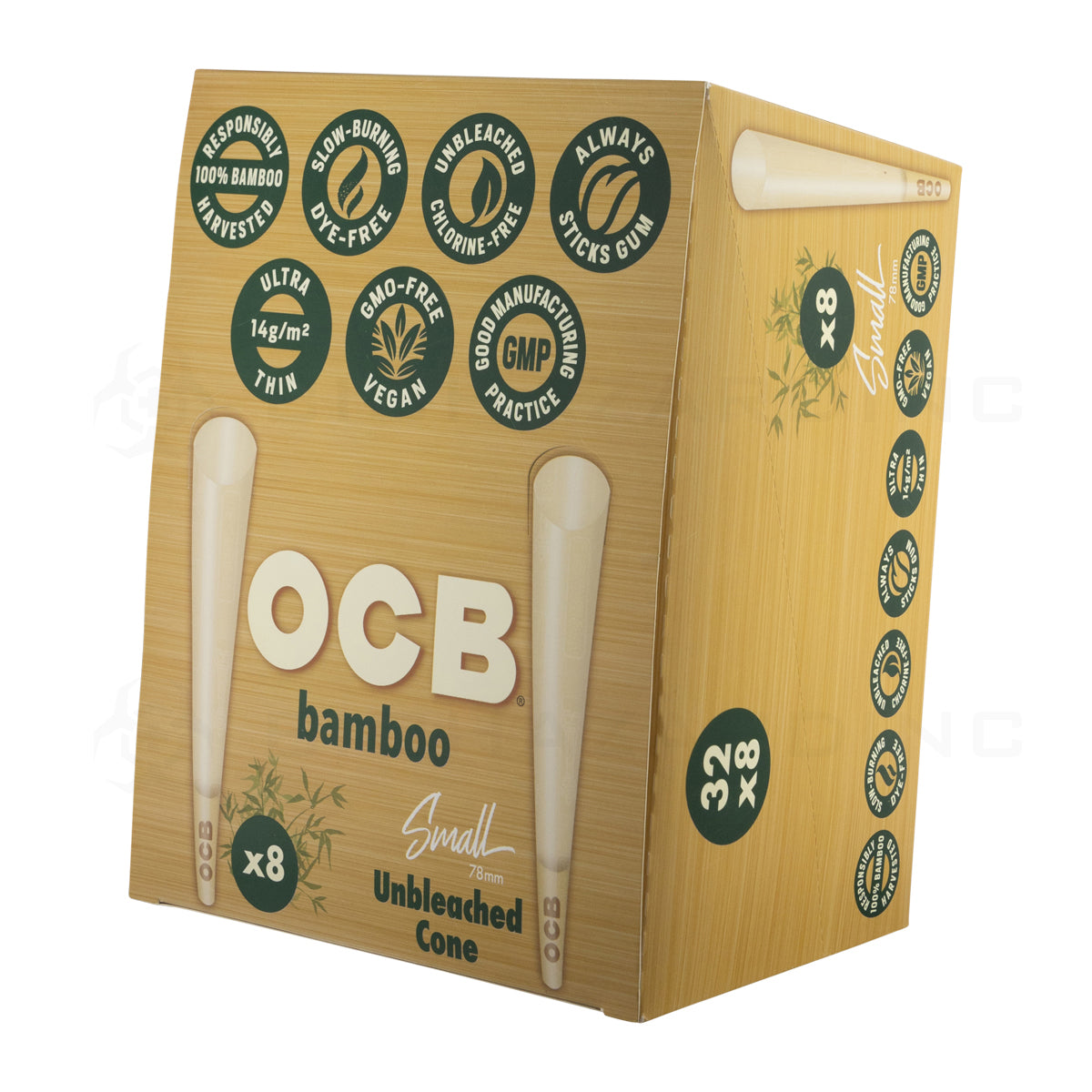 OCB® | Bamboo Unbleached Cones 1¼ Size | 78mm - Bamboo - 32 Count Pre-Rolled Cones OCB   
