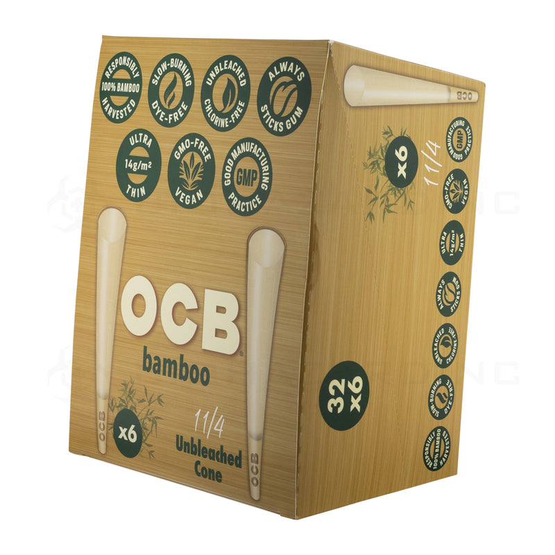 OCB® | Bamboo Unbleached Cones 1¼ Size | 78mm - Unbleached Brown - 32 Count Pre-Rolled Cones OCB   