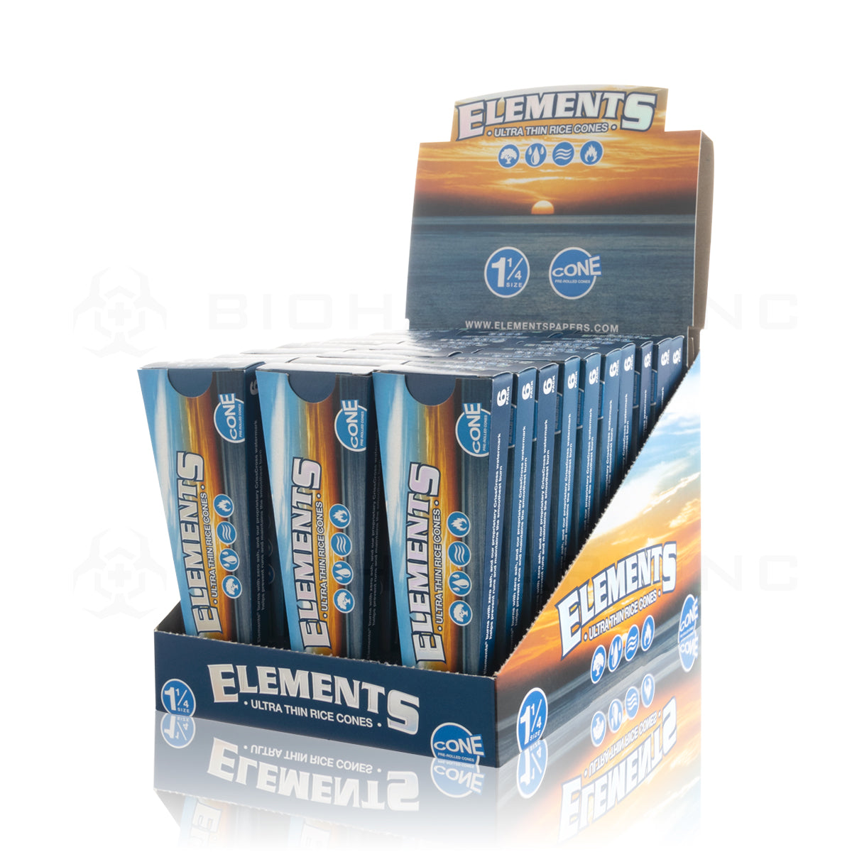 Elements® | Ultra Thin Rice Paper Pre-Rolled Cones 1¼ Size | 78mm - Classic White - 30 Count Pre-Rolled Cones Elements   