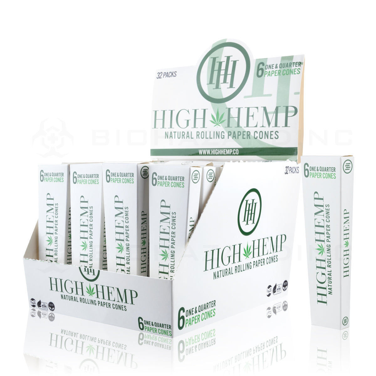 High Hemp | Organic Pre-Rolled Cones Classic 1¼ Size | 84mm - Paper