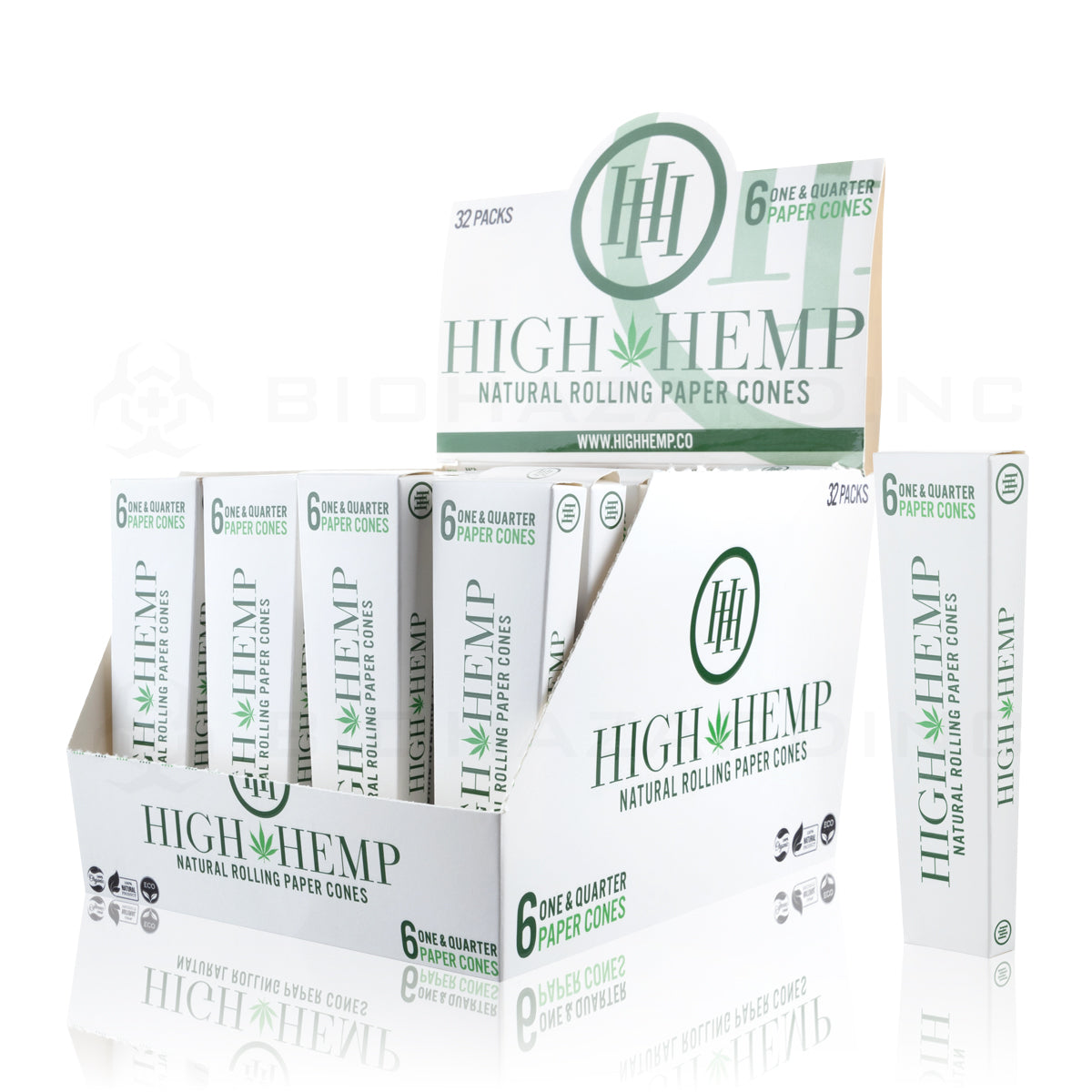 High Hemp | Organic Pre-Rolled Cones Classic 1¼ Size | 84mm - Paper - 32 Count Pre-Rolled Cones High Hemp   