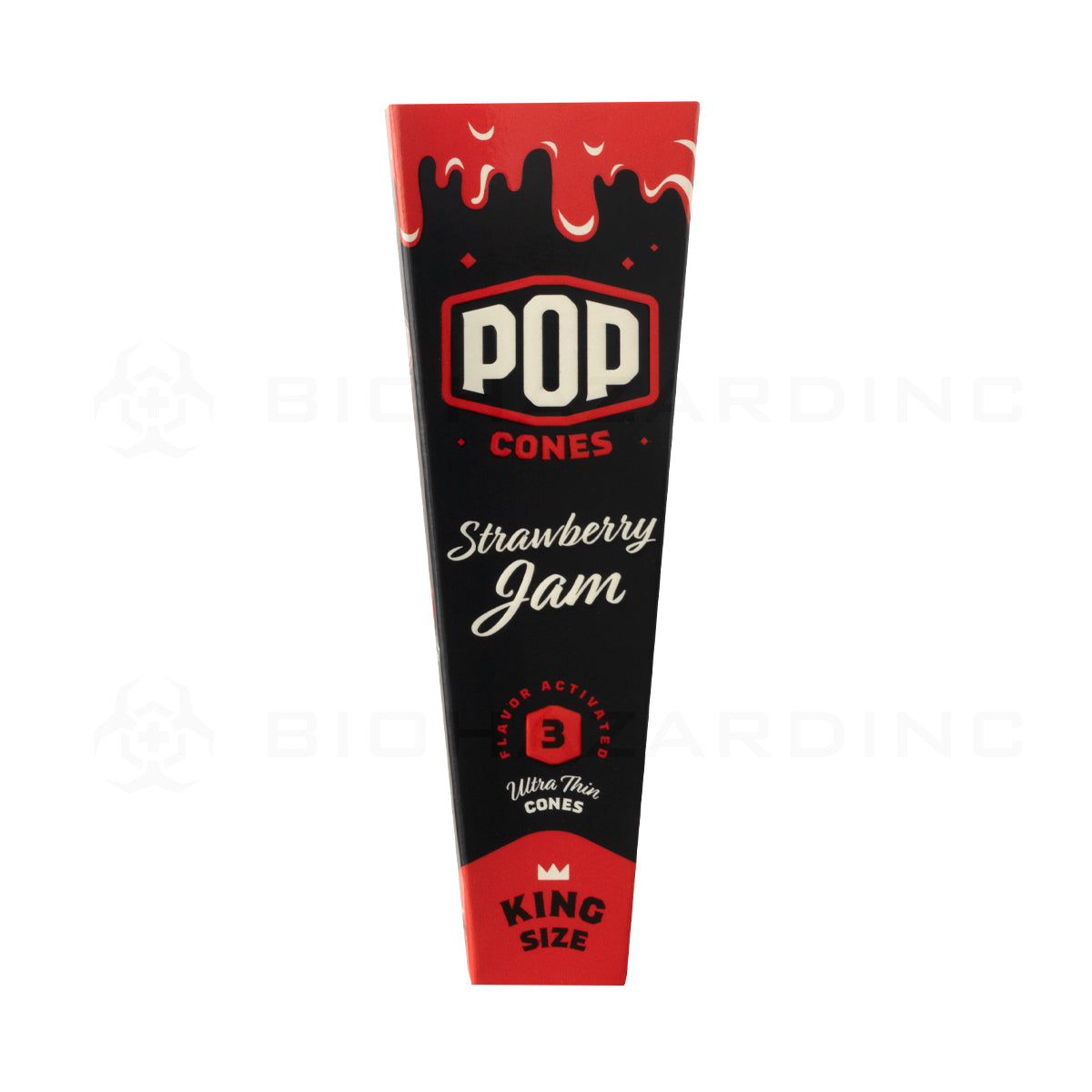 Pop Cones | Pre-Rolled Cones King Size | 109mm - Various Flavors - 3 Pack 24 Count Pre-Rolled Cones Biohazard Inc Strawberry Jam  