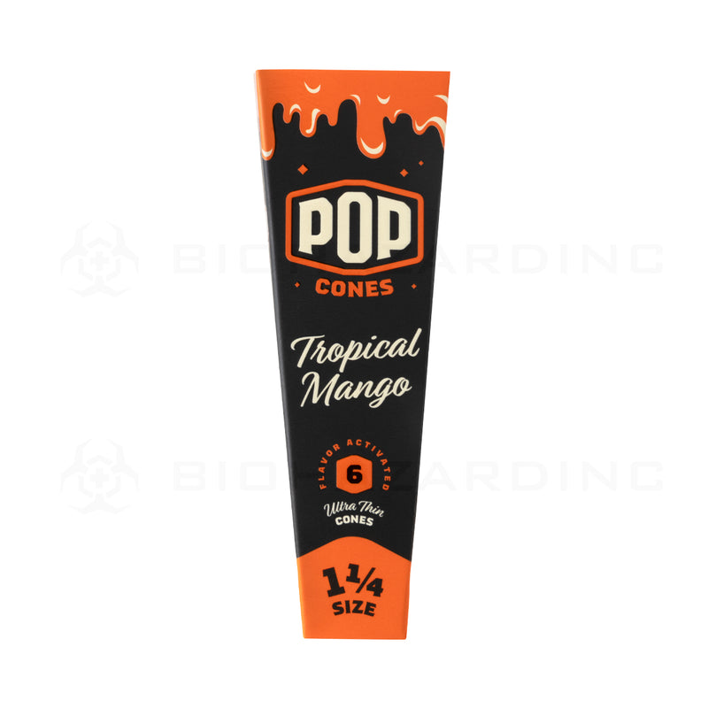 Pop Cones |  Pre-Rolled Cones 1¼ Size | 78mm - Various Flavors - 6 Pack 24 Count Pre-Rolled Cones Biohazard Inc Tropical Mango  