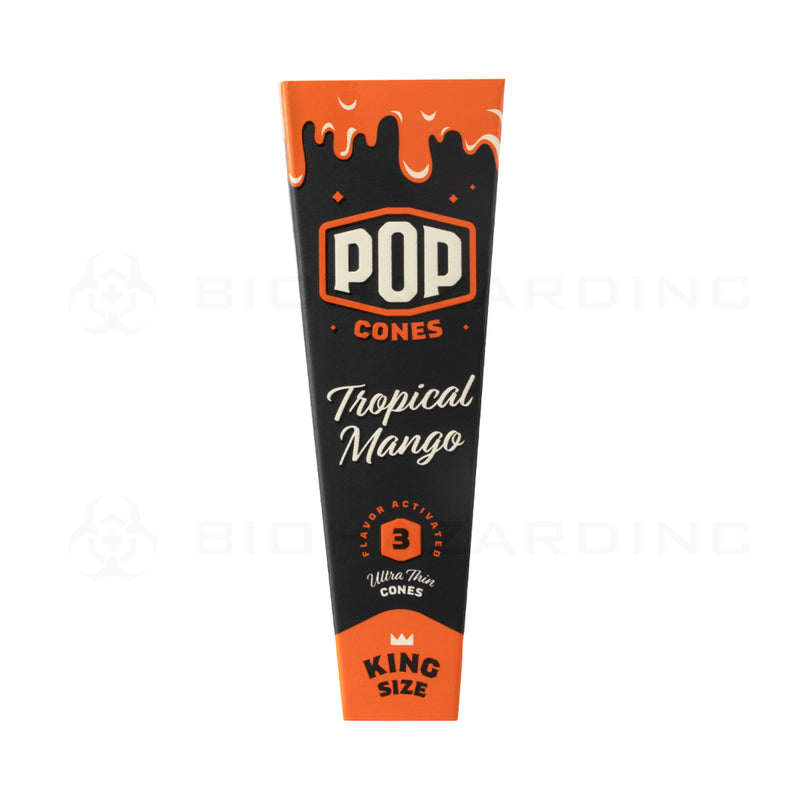 Pop Cones | Pre-Rolled Cones King Size | 109mm - Various Flavors - 3 Pack 24 Count Pre-Rolled Cones Biohazard Inc Tropical Mango  