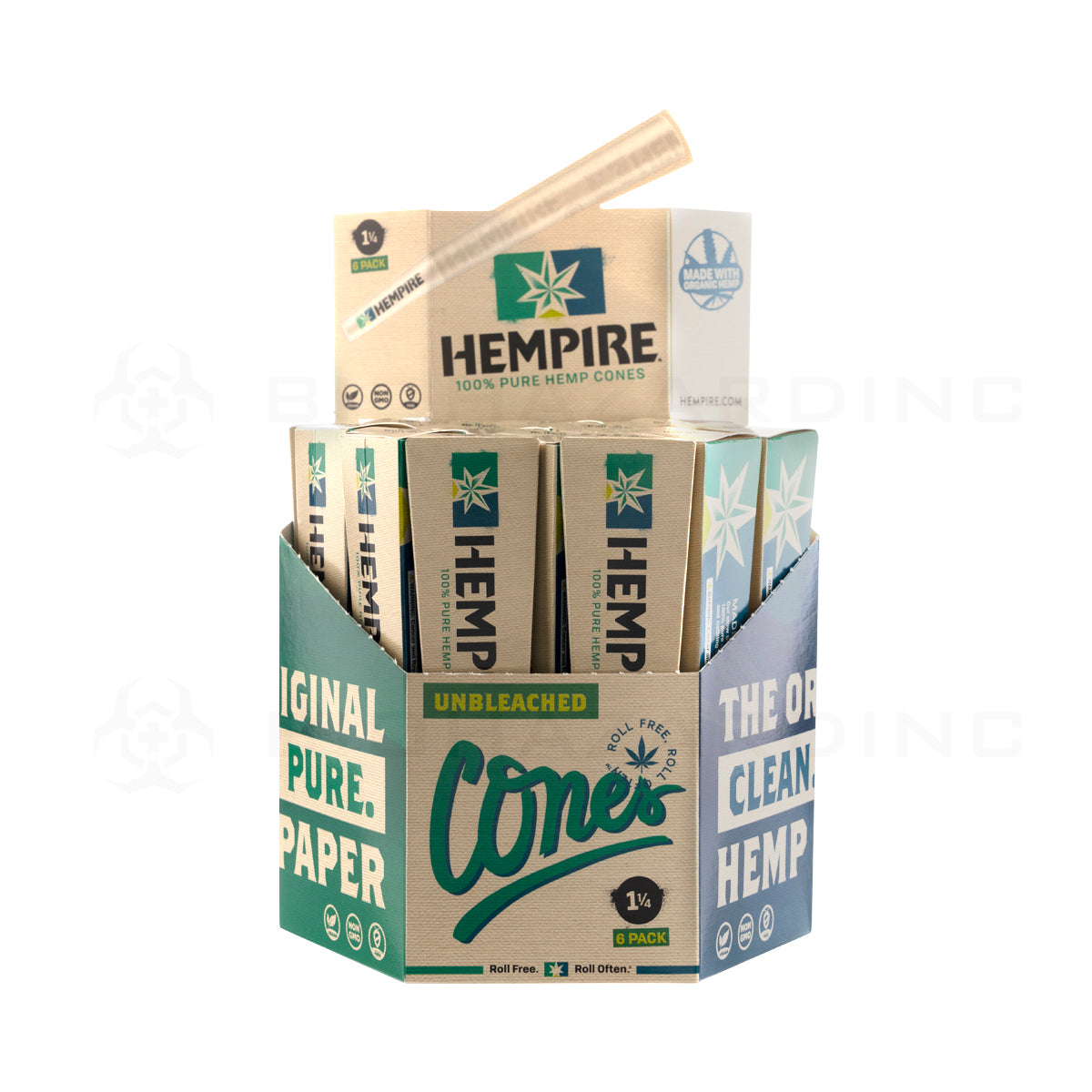 Hempire | Pre-Rolled Cones 1¼ Size | 84mm - Unbleached Paper - 24 Count Pre-Rolled Cones Biohazard Inc   