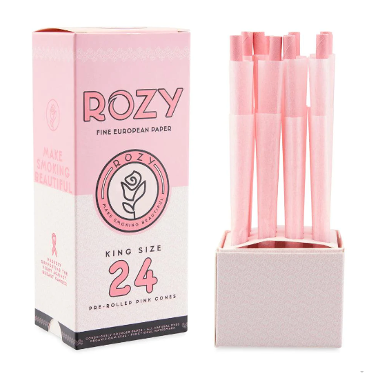 Rozy Pink | Pre-Rolled Cones King Size | 109mm - Pink - 24 Count Pre-Rolled Cones Rozy   