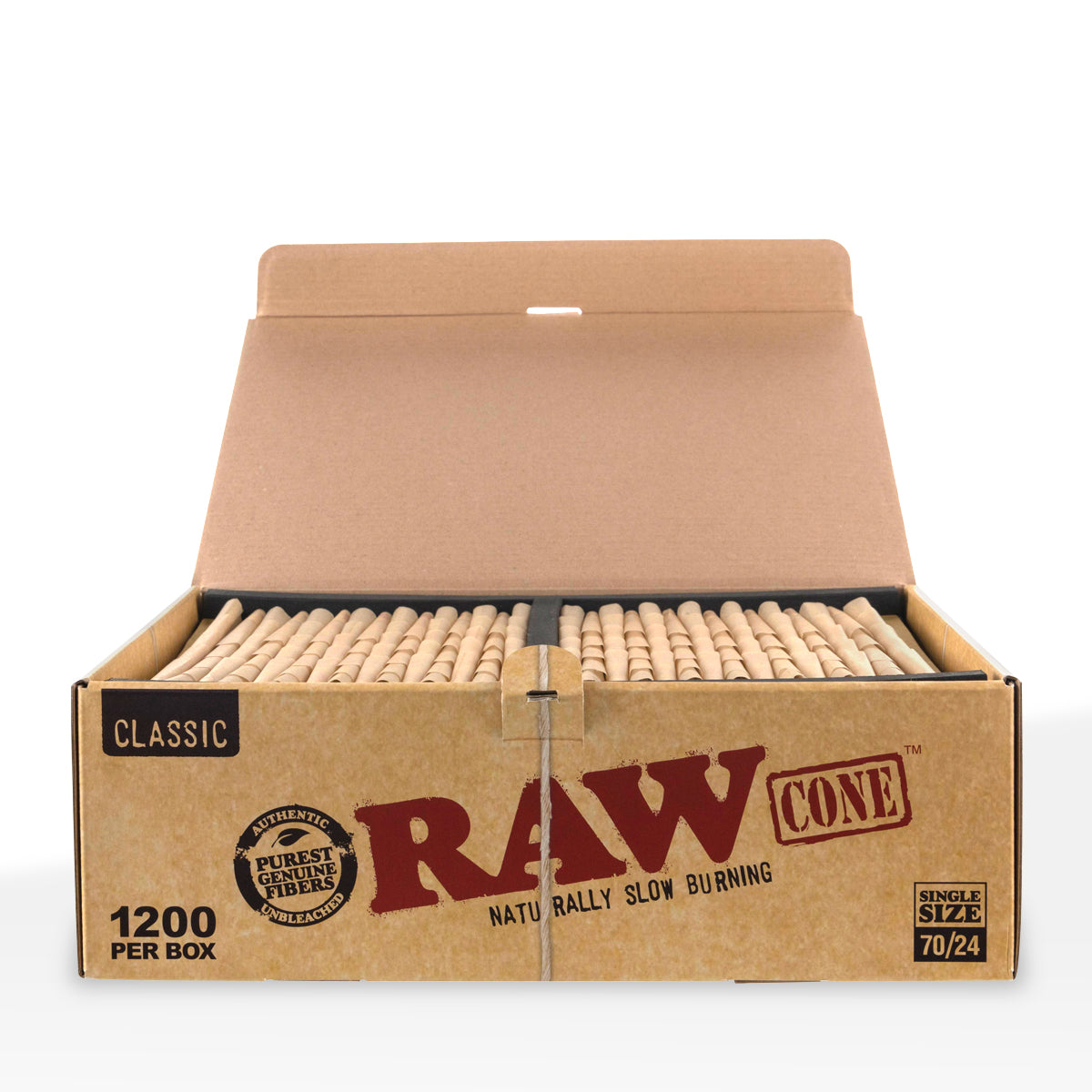 RAW® | Pre-Rolled Cones Dog Walker Size | 70mm - Unbleached Brown  - 1,200 Count Pre-Rolled Cones Raw   