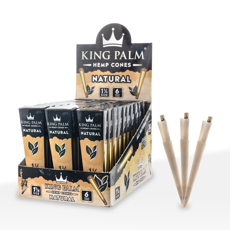 King Palm™ | Hemp Cones 1.25" | 6 Pack - 30 Count - Various Flavors Pre-Rolled Cones King Palm Natural  