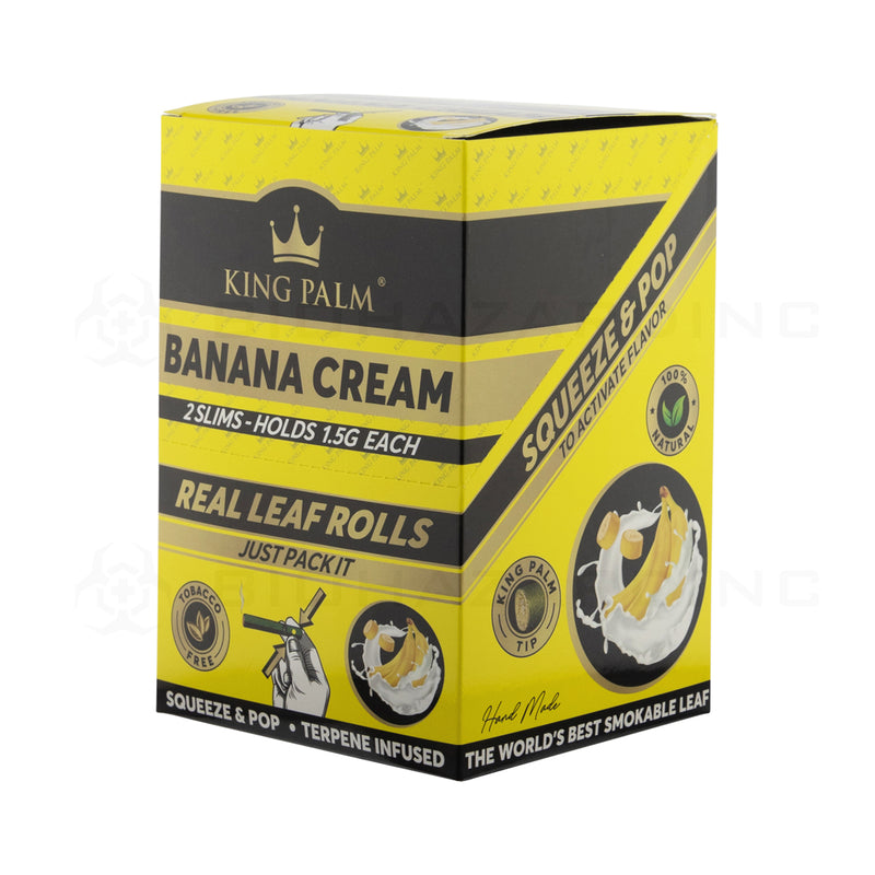 King Palm™ | Wholesale Slim Rolls | Various Flavors Palm Pre Rolled Wraps Biohazard Inc Banana Cream | 2 Pack | 20 Count  