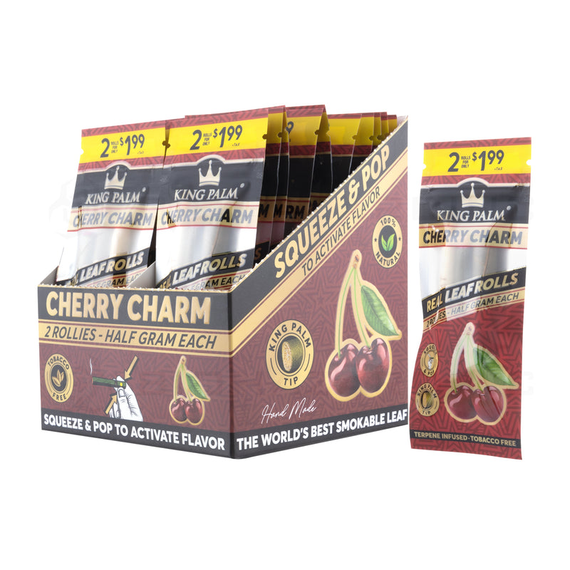 King Palm™ | Rollies Rolls | Various Flavors Palm Pre Rolled Wraps Biohazard Inc Cherry Charm | 2 Pack | 20 Count  