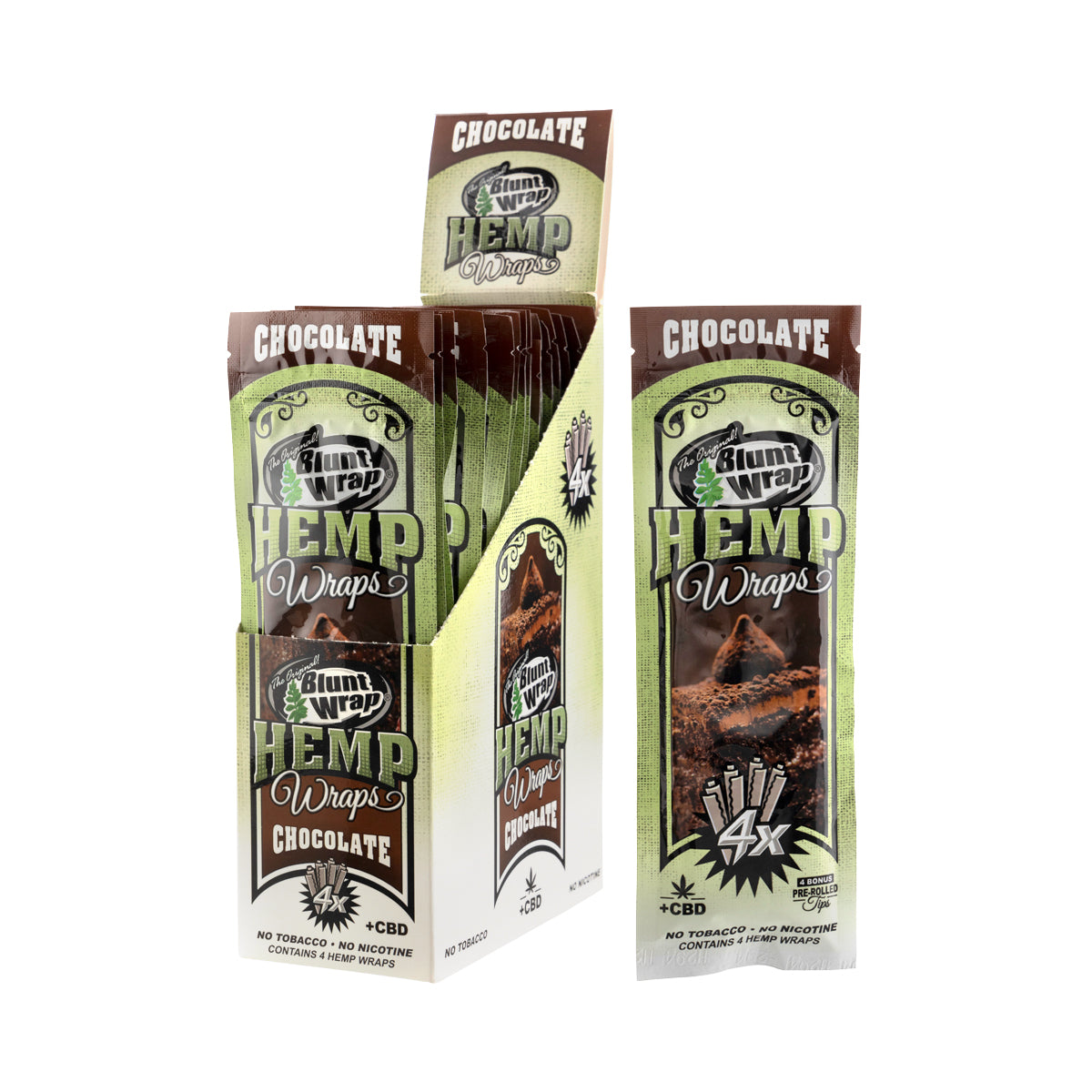 Original Blunt Wrap | 'Retail Display' Hemp Wrap | 105mm - Various Flavors - 15 Count Hemp Wraps Original Blunt Wrap Chocolate  