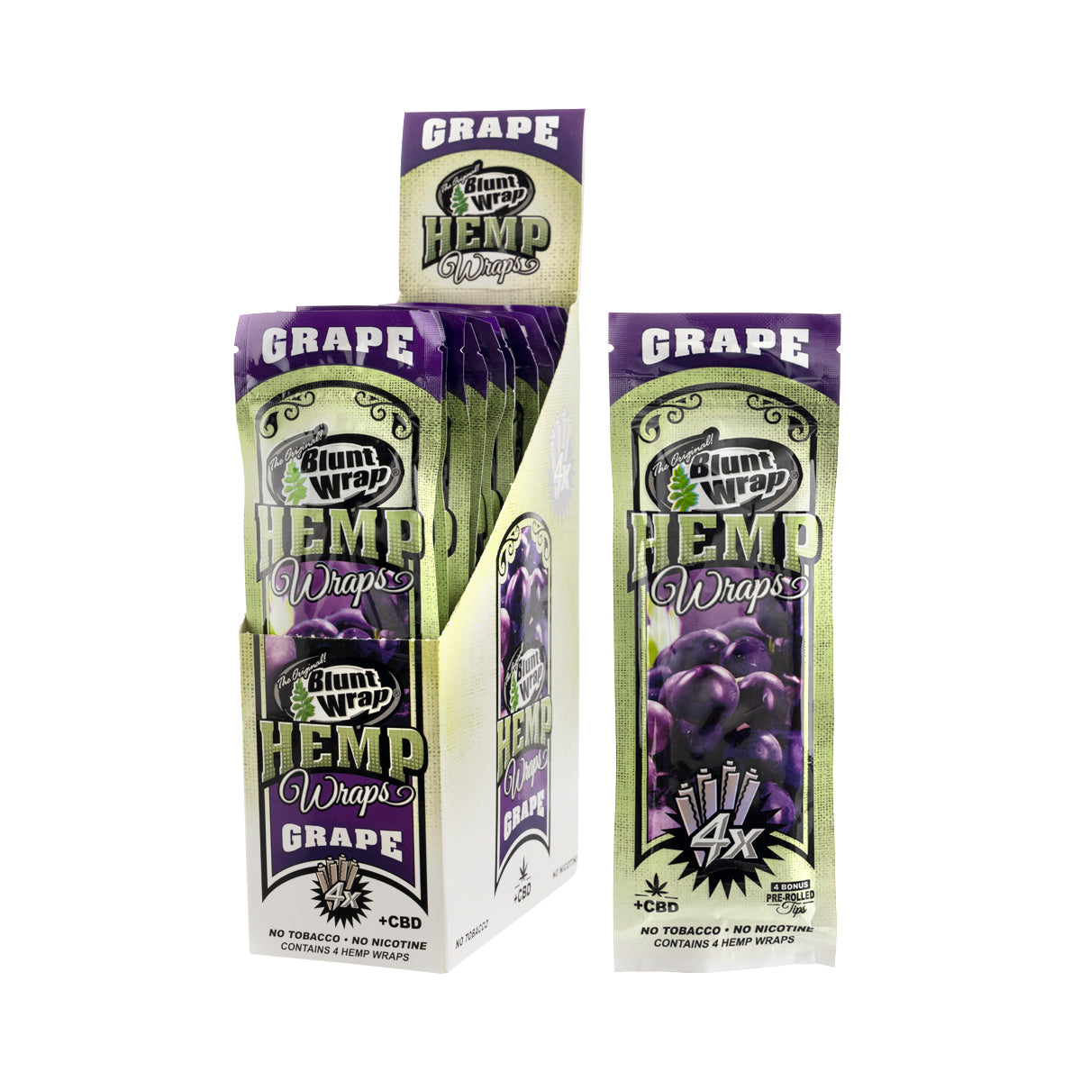 Original Blunt Wrap | 'Retail Display' Hemp Wrap | 105mm - Various Flavors - 15 Count Hemp Wraps Original Blunt Wrap Grape  