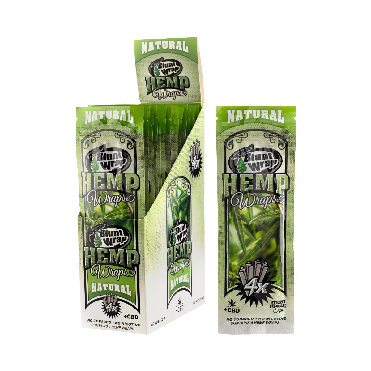 Original Blunt Wrap | 'Retail Display' Hemp Wrap | 105mm - Various Flavors - 15 Count Hemp Wraps Original Blunt Wrap Natural  