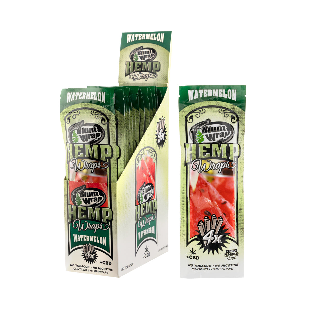 Original Blunt Wrap | 'Retail Display' Hemp Wrap | 105mm - Various Flavors - 15 Count Hemp Wraps Original Blunt Wrap Watermelon  