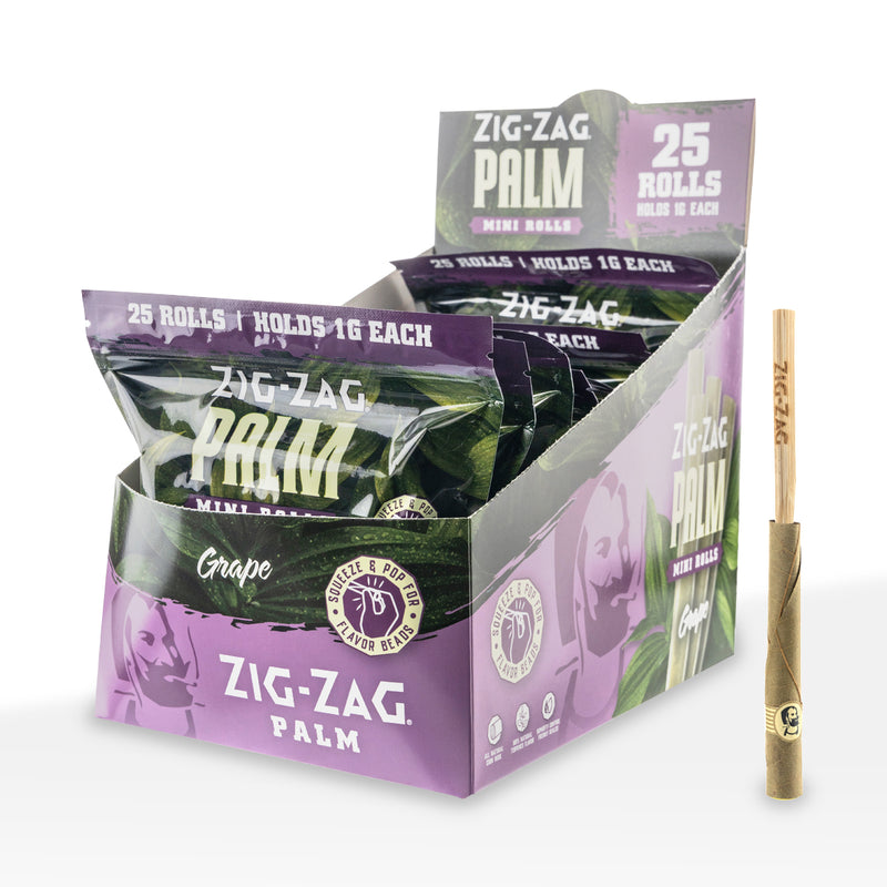 Zig-Zag® | Palm Mini Rolls | 25 pack - 8 Count Palm Pre Rolled Wraps Zig Zag Grape  