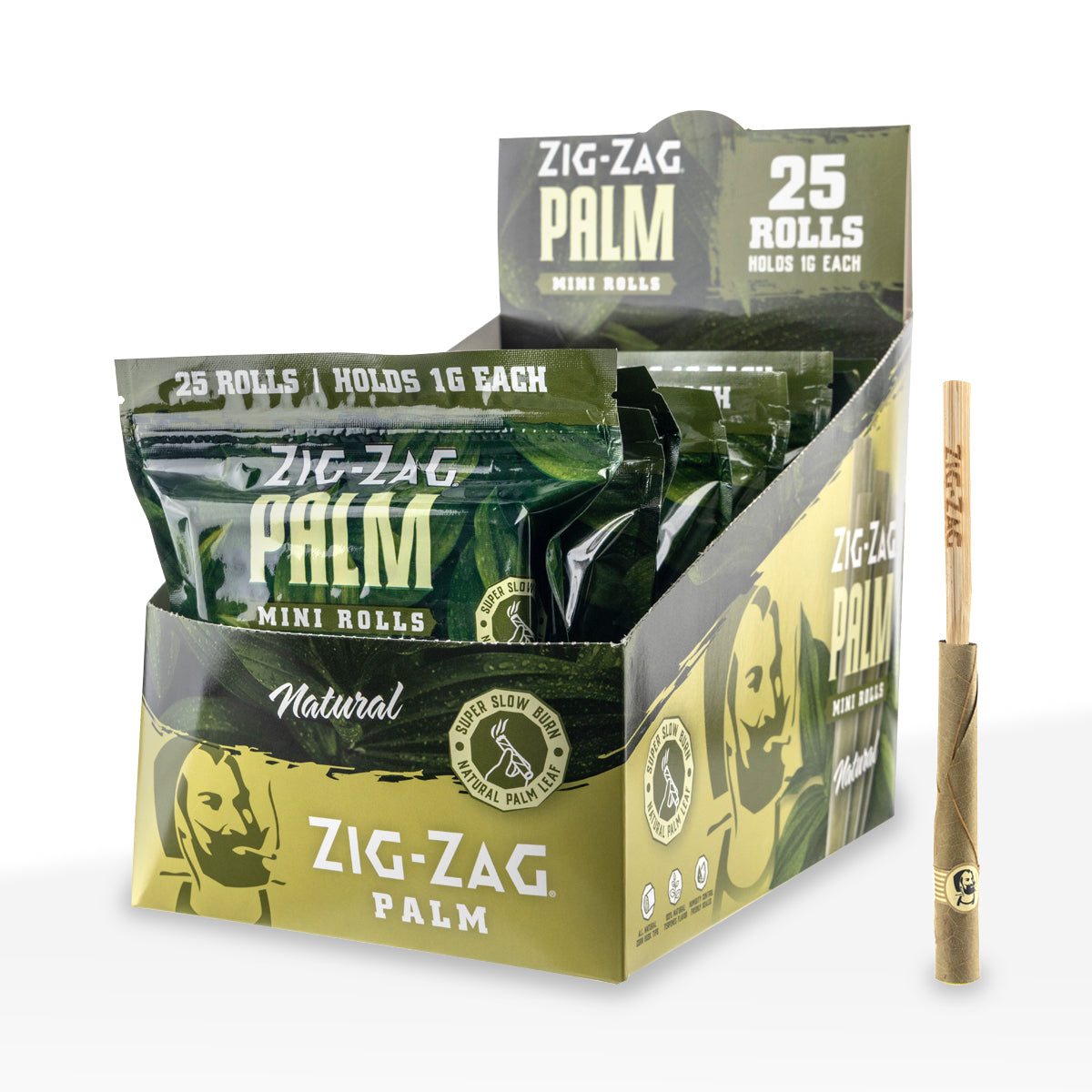 Zig-Zag® | Palm Mini Rolls | 25 pack - 8 Count Palm Pre Rolled Wraps Zig Zag Natural  