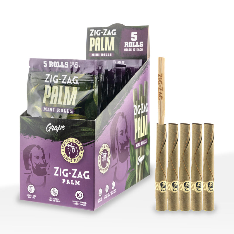 Zig-Zag® | Palm Mini Rolls | 5 pack - 15 Count Palm Pre Rolled Wraps Zig Zag Grape  