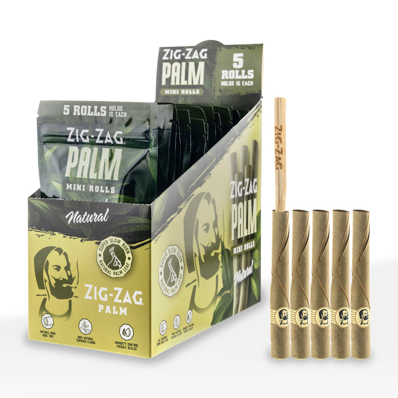 Zig-Zag® | Palm Mini Rolls | 5 pack - 15 Count Palm Pre Rolled Wraps Zig Zag Natural  