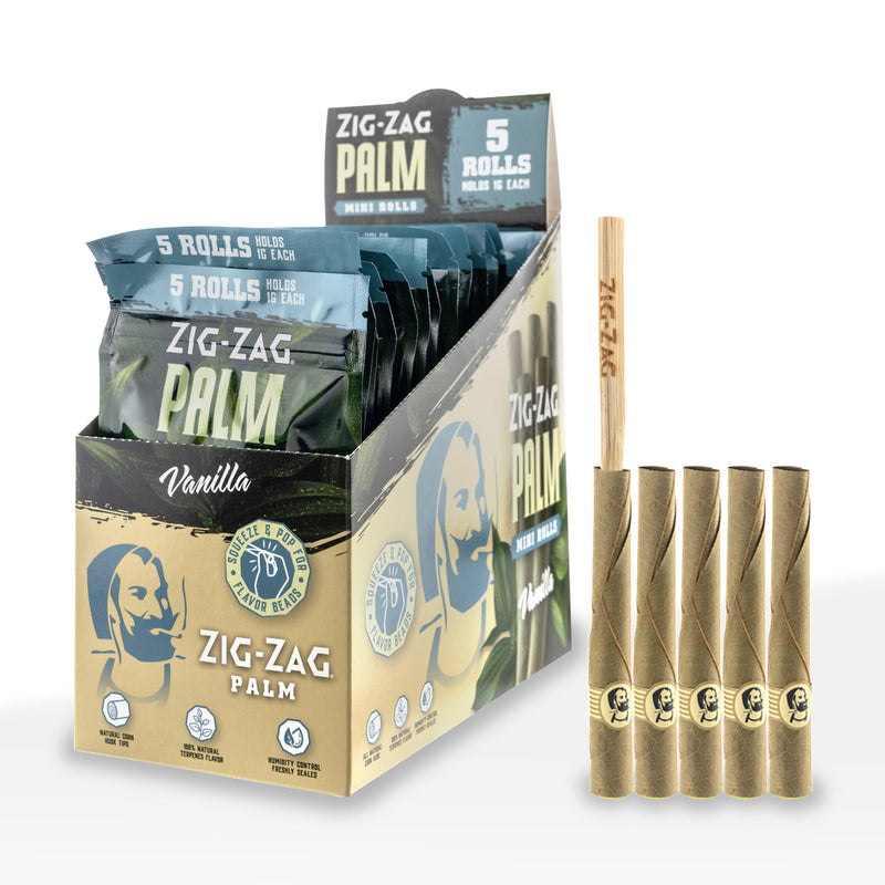 Zig-Zag® | Palm Mini Rolls | 5 pack - 15 Count Palm Pre Rolled Wraps Zig Zag Vanilla  