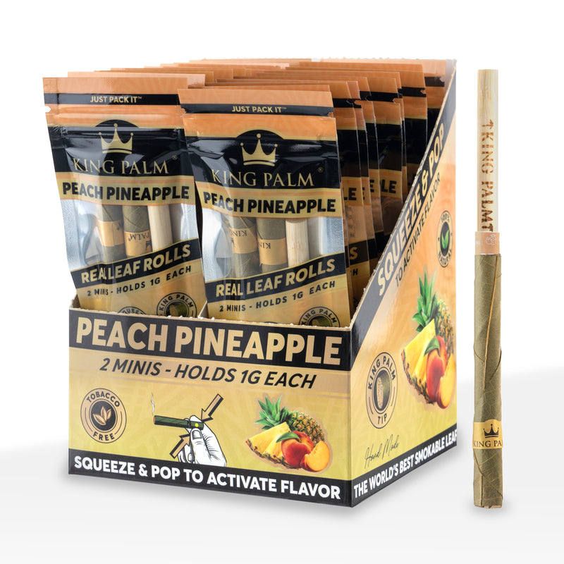 King Palm™ | Mini Rolls | 2 Pack - Various Flavors - 20 Count Palm Pre Rolled Wraps Biohazard Inc Peach Pineapple  
