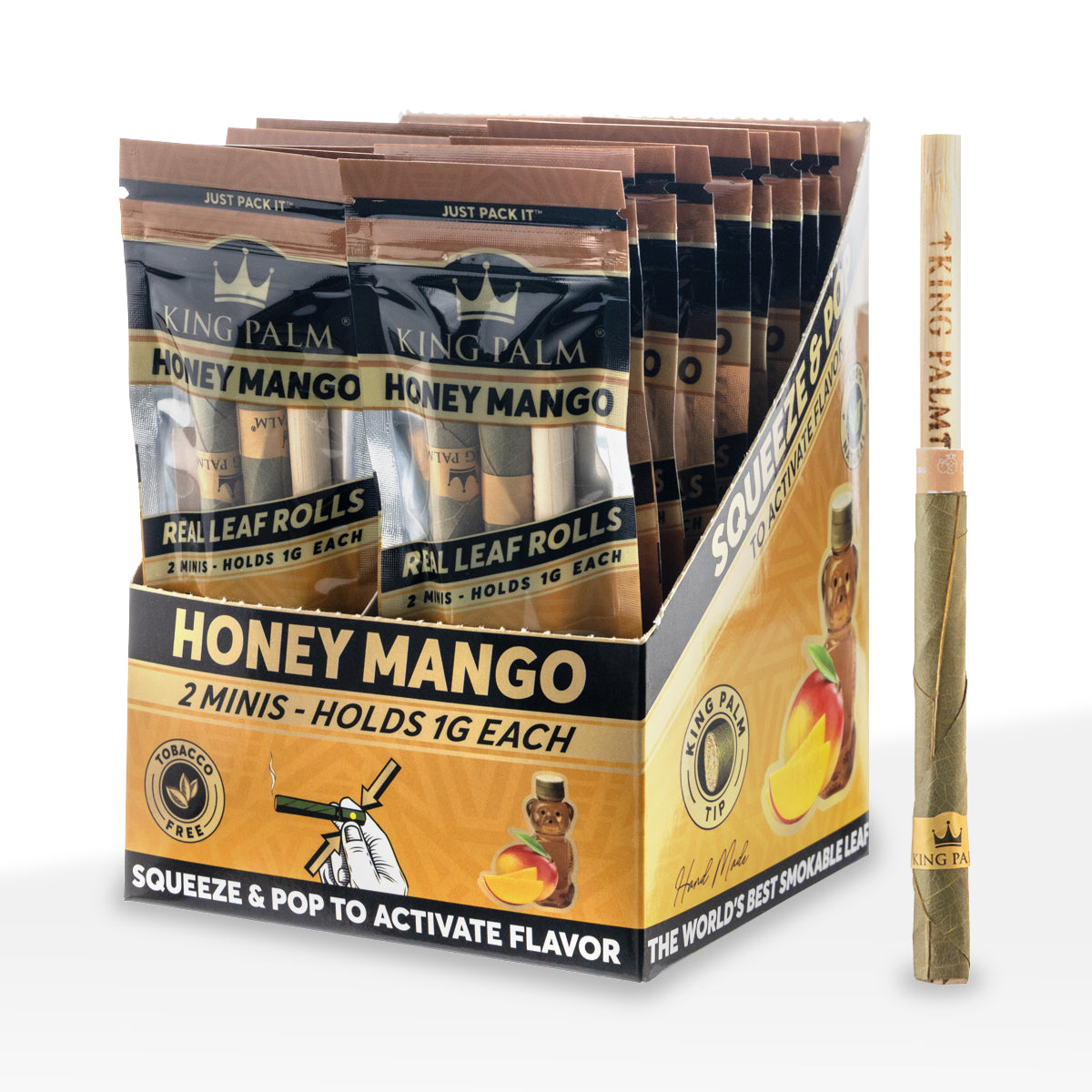 King Palm™ | Mini Rolls | 2 Pack - Various Flavors - 20 Count Palm Pre Rolled Wraps Biohazard Inc Honey Mango  