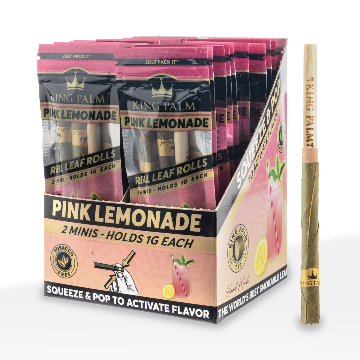 King Palm™ | Mini Rolls | 2 Pack - Various Flavors - 20 Count Palm Pre Rolled Wraps Biohazard Inc Pink Lemonade  