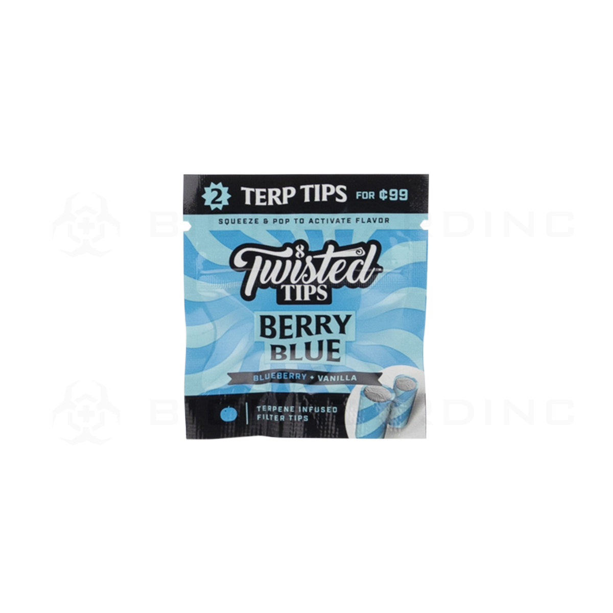 Twisted Tips | 'Retail Display' Terpene Infused 2 Packs | 24 Count Paper Tips Twisted Hemp Berry Blue  