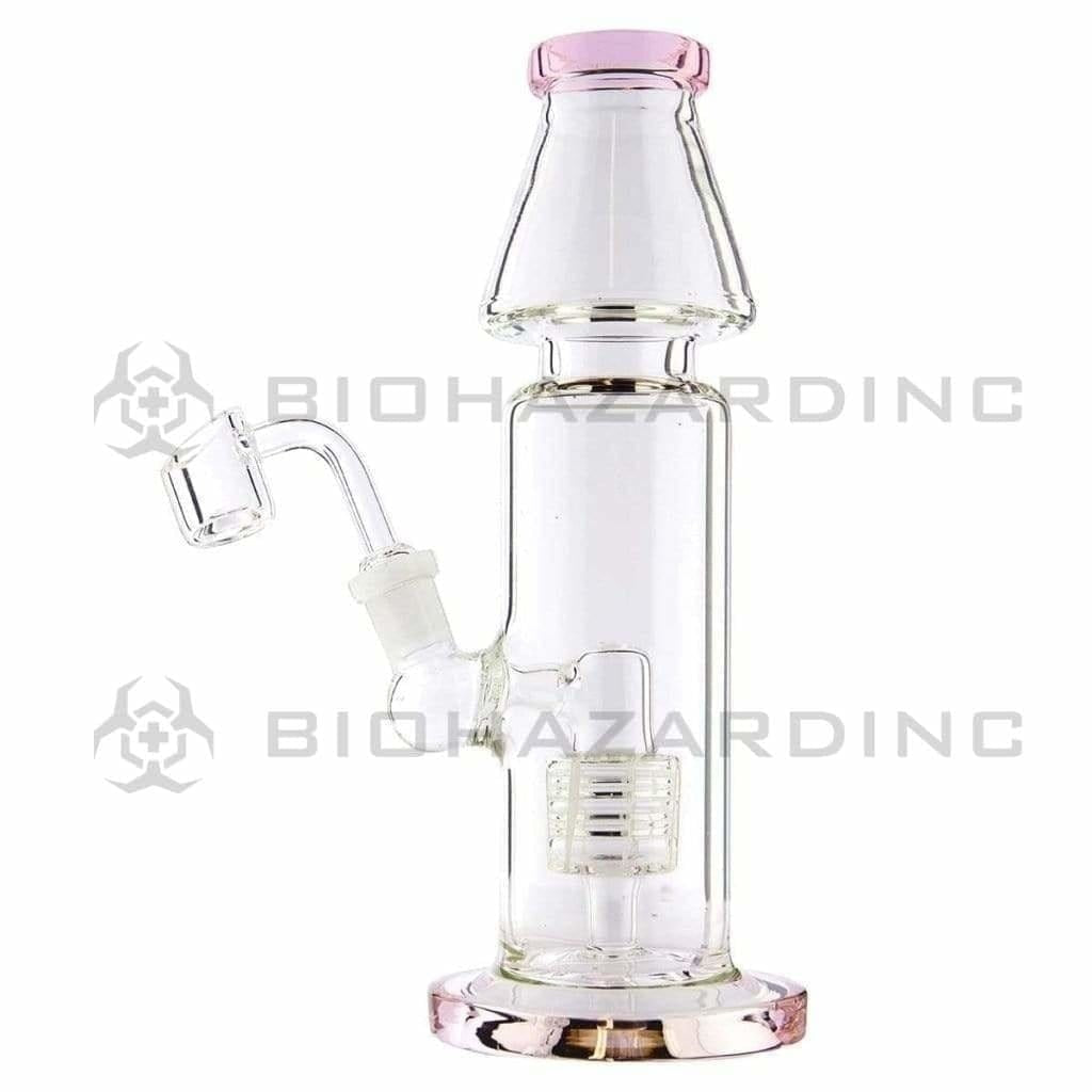 Dab Rig | Straight Water Pipe w/ Rocket Showerhead Percolator | 9" - 14mm - Various Colors Dab Rig Biohazard Inc Pink  