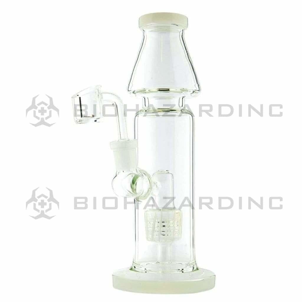 Dab Rig | Straight Water Pipe w/ Rocket Showerhead Percolator | 9" - 14mm - Various Colors Dab Rig Biohazard Inc White  