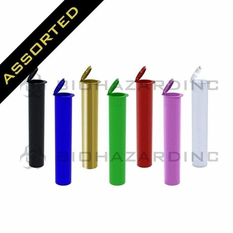 Child Resistant | Pop Top Plastic Pre-Roll Tubes | 95mm - Assorted Colors - 1000 Count Child Resistant Joint Tube Biohazard Inc   