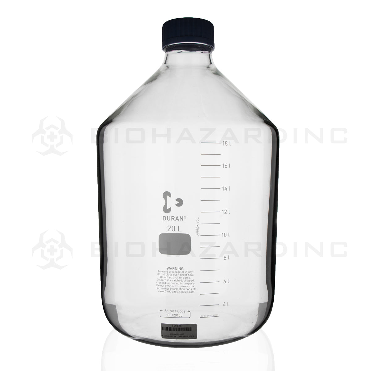 Schott DURAN® | Laboratory Glass Bottle - Wide Mouth - 20000 mL Scientific Lab Bottles Schott Duran   