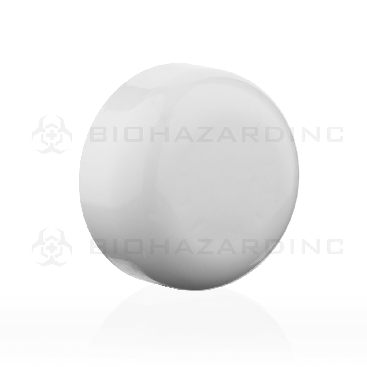 Child Resistant | Dome Push Down & Turn Plastic Caps w/ Liner | 53mm - Gloss White - 120 Count Child Resistant Cap Biohazard Inc   