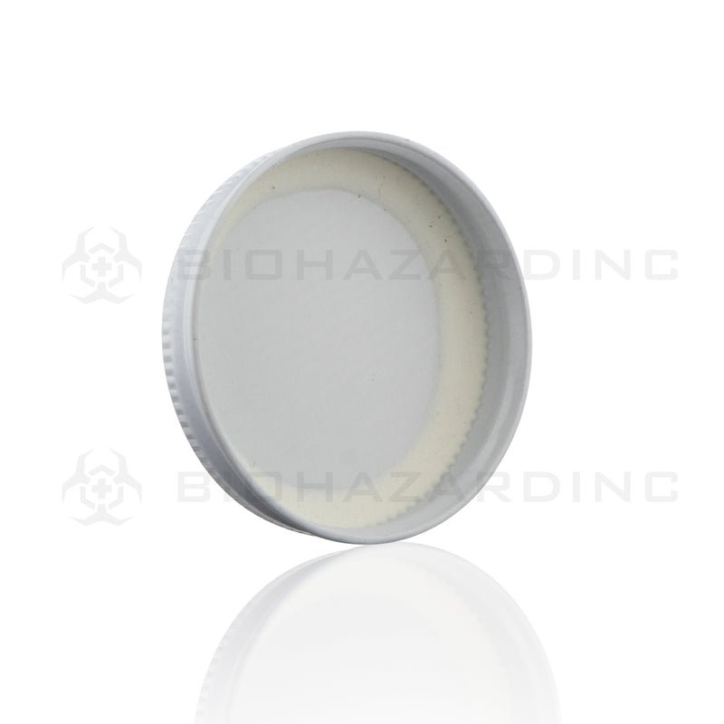 Metal Cap | Lid w/ Plastisol Liner | 53mm - White Cap Biohazard Inc   