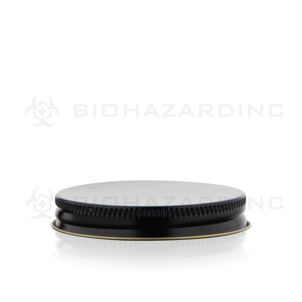 Metal Cap | Lid w/ Plastisol Liner | 63mm - Black Cap with PS Liner Biohazard Inc   